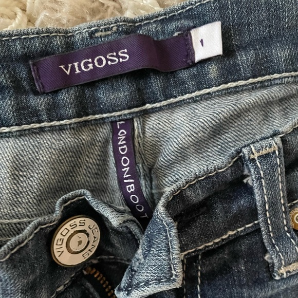 Vigoss Distressed Flare Jeans Juniors Sz 1 - Picture 4 of 5